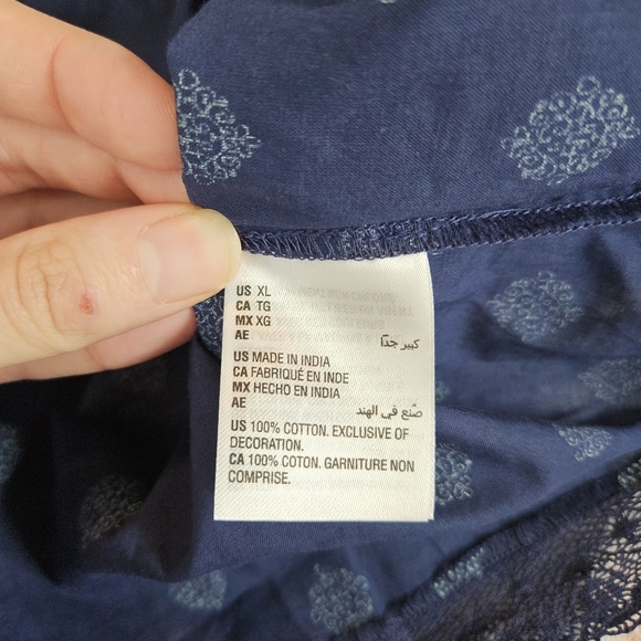 Charter Club Blue 100% Cotton Sleep Shirt Button Front Navy Lace Top New Tag XL - Picture 9 of 9